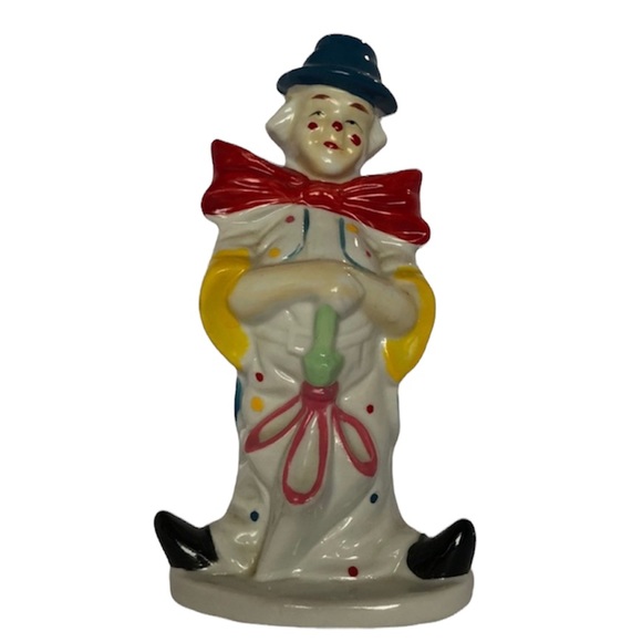 Porcelain Clown Figurine Holding Umbrella 7” Inch - Picture 1 of 3
